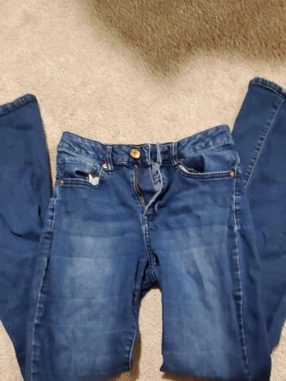 High-Waisted Dark Medium Wash Flare Jeans Boho Stretch